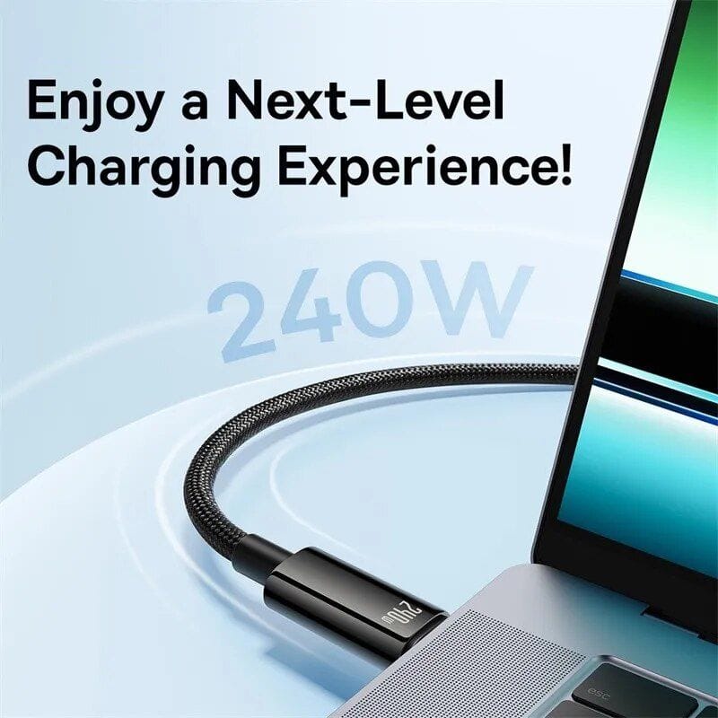 High-quality 240W fast charging cable suitable for smartphones, tablets, and laptops, ensuring quick and efficient power transfer for all your devices.