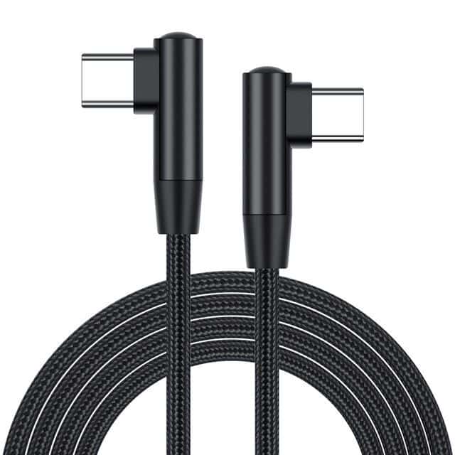 Premium crafted black braided charging cable with right-angled connectors, ideal for fast and reliable charging of medical devices. Durable, tangle-free design for medical and healthcare applications.