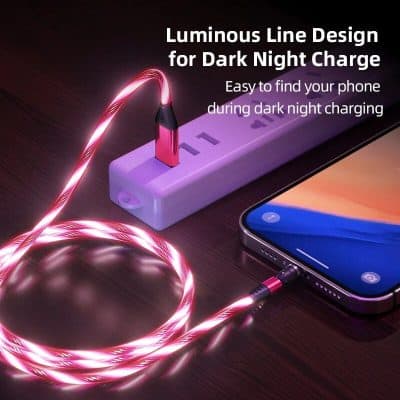 Bright glowing line for easy phone charging during dark nights.