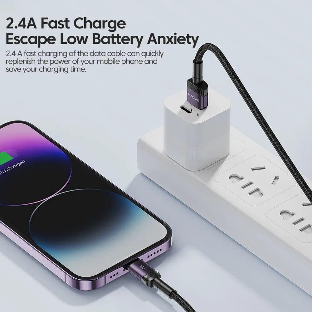 An image of a smartphone being charged with a Monalisa Store fast charger connected to a power strip, highlighting efficient quick charging technology.