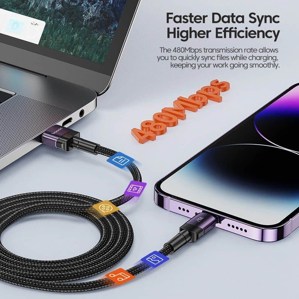 High-performance USB-C cable for fast data transfer and charging. Supports 480Mbps transmission rate for efficient file syncing. Perfect for tech-savvy users and professionals.