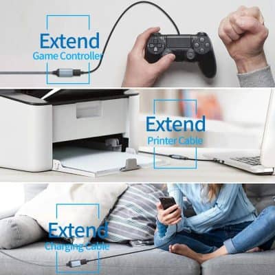 Durable extended gaming controller cable for seamless gaming experience and reliable connectivity with your PlayStation or other gaming devices.