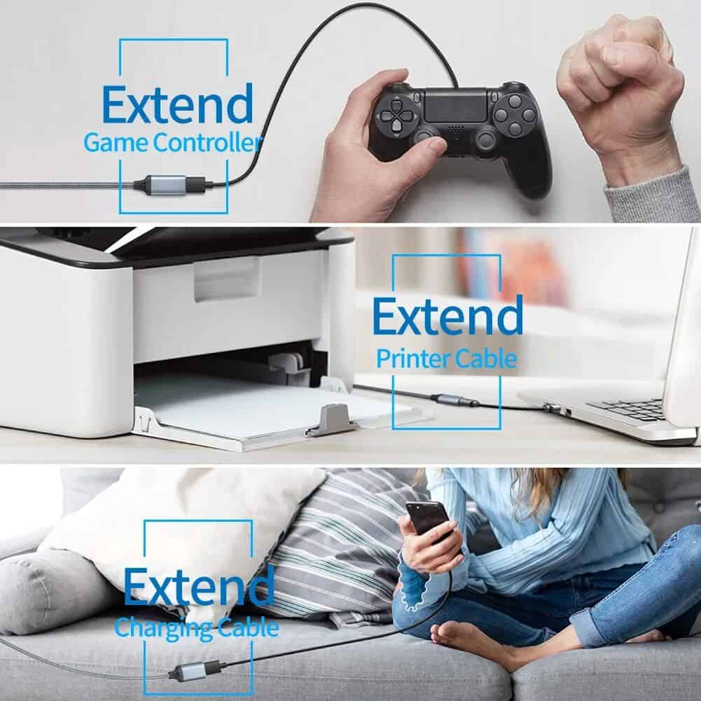 Durable extended gaming controller cable for seamless gaming experience and reliable connectivity with your PlayStation or other gaming devices.