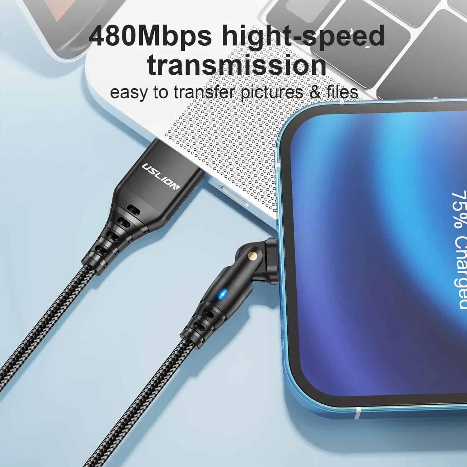 High-speed USB charging and data transfer for mobile phones and tablets.