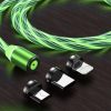 A vibrant green LED charging cable with multiple magnetic connector tips for versatile electronic device charging. Perfect for fast and efficient power transfer, ideal for tech enthusiasts.