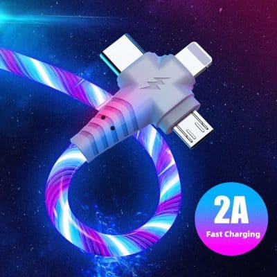 High-speed 2A charging cable with multiple connectors for universal device compatibility. Durable, efficient, ideal for smartphones, tablets, and gadgets. Supports rapid power transfer for quick, reliable charging.
