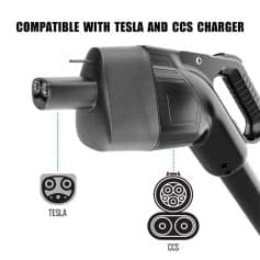 High-quality electric vehicle charging cable compatible with Tesla and CCS chargers for fast and reliable charging solutions.