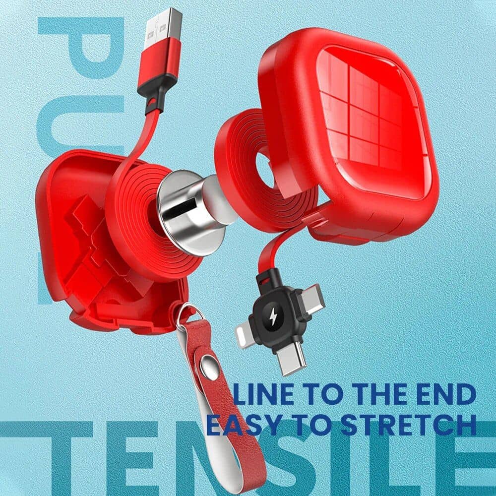 Stylish red wireless earbuds with charging cable, compact case, and portable design, ideal for on-the-go listening and easy connectivity.