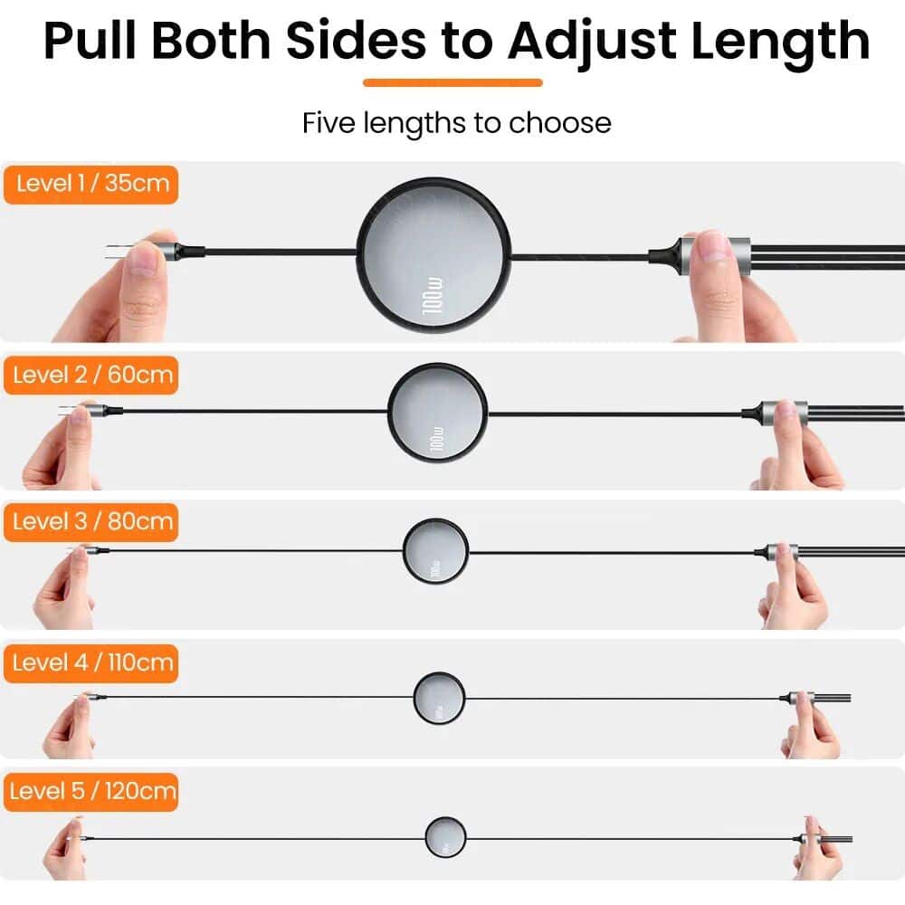 3-in-1 Retractable Fast Charger - USB C Cable with Multi Connectors for iPhone, Samsung & Huawei - Image 7