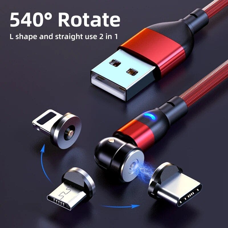 High-speed magnetic charging cable for fast and easy device charging, compatible with smartphones and accessories. Features 540° rotate design, durable build, and versatile connectors for seamless power transfer.