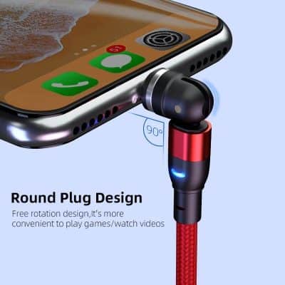 Optical charging cable compatible with smartphones from Monalisa Store. Features a 90-degree round plug design for easy connection and convenience during device use for optimal optical transmission.