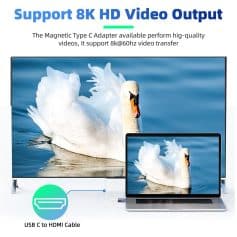 High-quality 8K HDMI video transfer with magnetic Type C adapter for Monalisa Store's electronic devices, ensuring seamless, high-resolution content display and optimal visual experience.