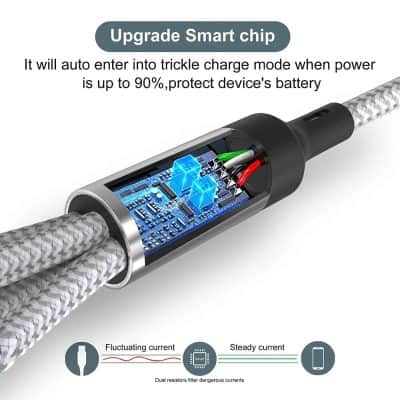 Smart chip for enhanced device battery protection and auto-trickle charge mode.