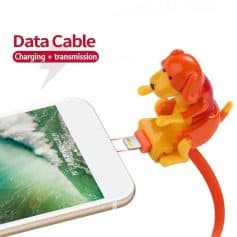 A playful lion-shaped animal figure attached to a USB charging cable for smartphones, blending fun design with reliable charging functionality. Perfect for kids and animal lovers who want a cute accessory for their tech devices.
