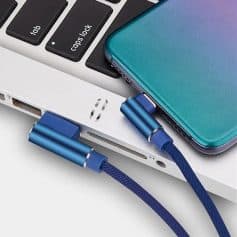 High-quality blue charging cable compatible with various smartphones and tablets, offering fast charging and durability, available now at Monalisa Store for optimal device performance.