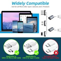 High-quality wireless charging adapters for smartphones and tablets, compatible with various devices, supporting Micro USB, Type-C, and i-Product charging standards for seamless power transfer.