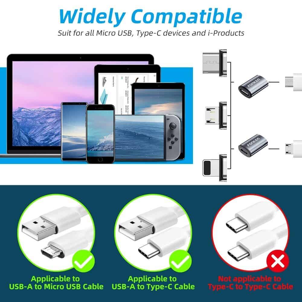 High-quality wireless charging adapters for smartphones and tablets, compatible with various devices, supporting Micro USB, Type-C, and i-Product charging standards for seamless power transfer.