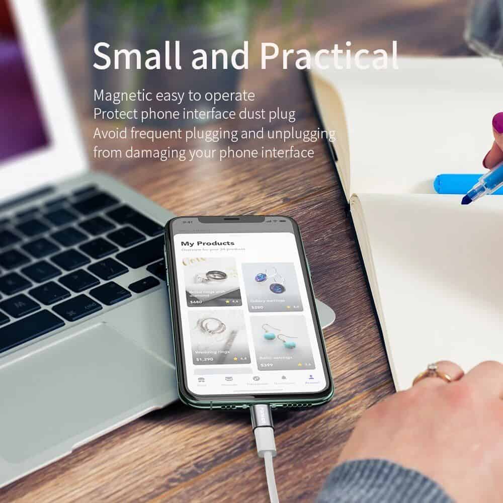 Compact magnetic phone interface dust plug protector for preventing frequent plugging damage, compatible with Monalisa Medical's opt devices.