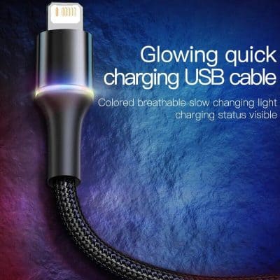 High-quality USB charging cable with LED indicator, perfect for smartphones and compatible devices, ensuring quick charge and stylish design.