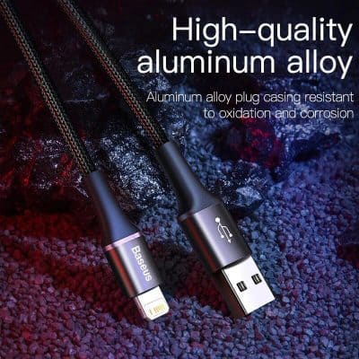 High-quality aluminum alloy cable with durable plug casing resistant to oxidation and corrosion for reliable charging.