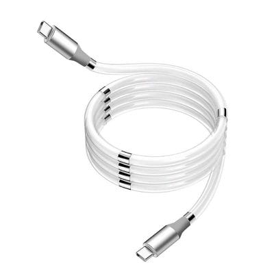 Optometry and medical equipment USB cable, transparent flexible tubing with metallic connectors for healthcare, eye care, and medical device connections.