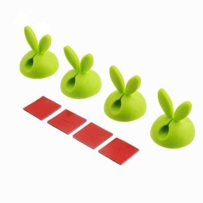 Cute green bunny-shaped paper clips with red sticky notes for organization and office supplies. Perfect for adding a fun touch to your workspace or stationery collection.