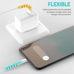 Optical alternative phone charger protector, flexible cable guard for stress-free phone charging and cable safety. Suitable as a charge saver and connector protector.