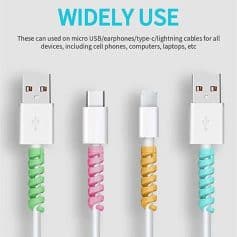 Bright, vibrant charging cords with durable spiral design suitable for micro USB, Type-C, Lightning, and more. Perfect for phones, tablets, laptops, and accessories.