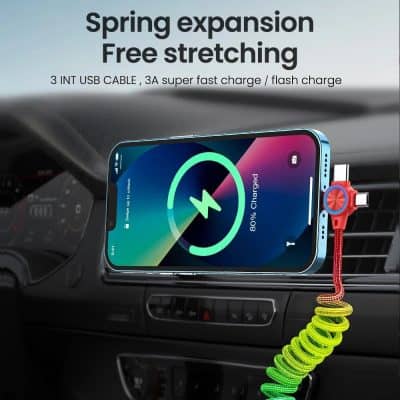 Wireless phone holder for car with fast charging, compatible with USB-C, secure grip, and flexible design for added convenience.