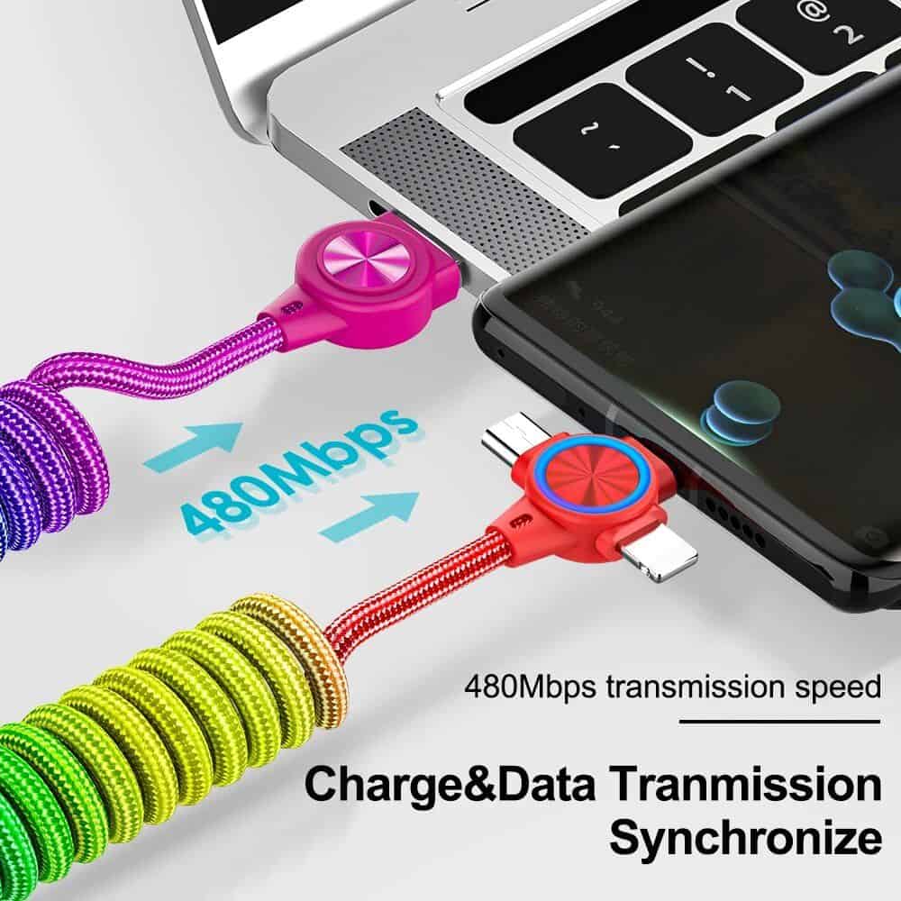 High-speed 480Mbps data transfer, compatible with smartphones, tablets, and laptops, ensuring quick charging and efficient data synchronization for optimal device performance.