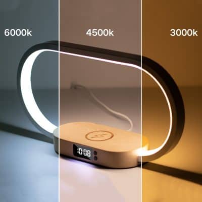 High-Quality LED Desk Lamp for Better Mood, Sleep & Focus - Customizable Light Colors & Brightness, 6000K to 3000K.