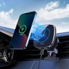 Wireless phone charger and car mount for easy device placement on the road.