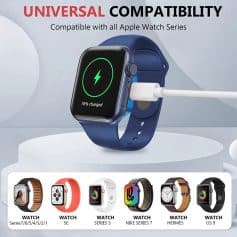 Efficiently charge your Apple Watch with this universal charging dock compatible with all Apple Watch series, featuring fast charging and convenience for tech lovers.