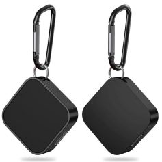 Compact black key finder with clip for easy attachment. Perfect for locating keys, remotes, or other essentials. Lightweight and convenient for everyday use.