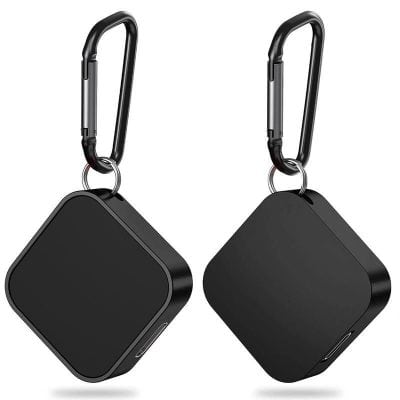 Compact black key finder with clip for easy attachment. Perfect for locating keys, remotes, or other essentials. Lightweight and convenient for everyday use.