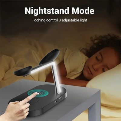 Adjustable LED nightstand lamp with touch control, 3 brightness levels, and flexible design for improved bedside lighting. Perfect for bedroom reading, relaxing, or nighttime illumination.