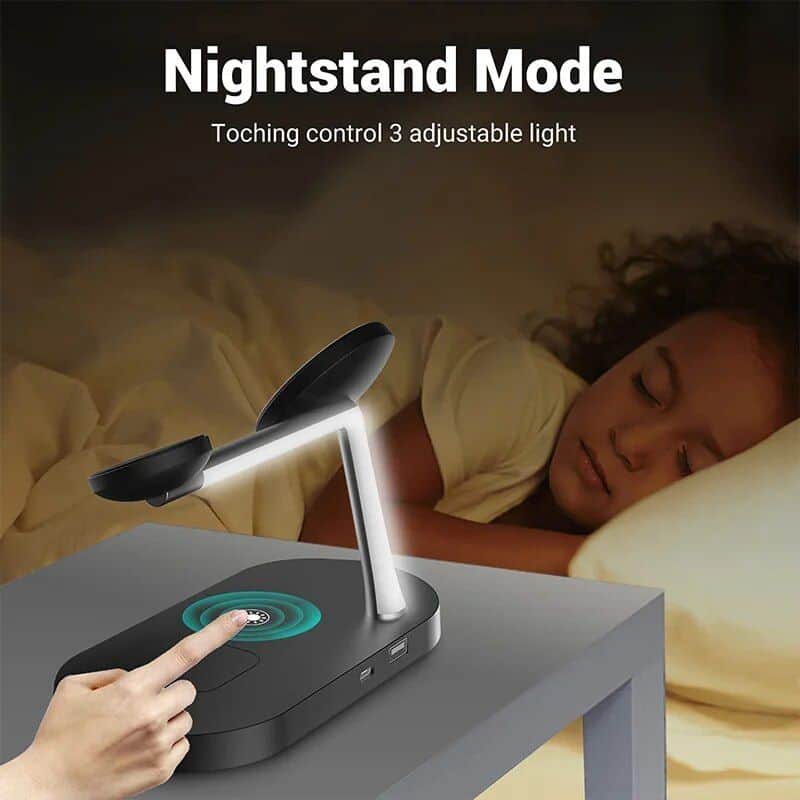 Adjustable LED nightstand lamp with touch control, 3 brightness levels, and flexible design for improved bedside lighting. Perfect for bedroom reading, relaxing, or nighttime illumination.