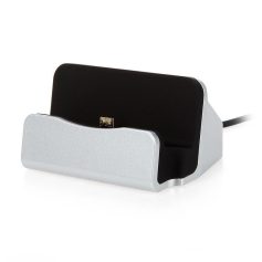 Wireless charger dock for eyeglasses and glasses cases, sleek silver and black design, compatible with optical eyewear accessories, stylish and functional.
