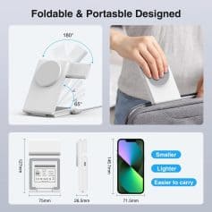 High-quality portable wireless charging stand for convenient charging. Adjustable angles up to 180°, lightweight, compact, and perfect for home or travel use.