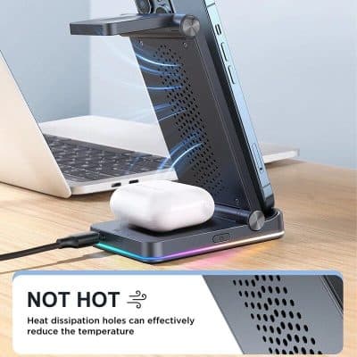 Cooling pad with heat dissipation holes to prevent overheating of electronic devices, enhancing performance and safety.