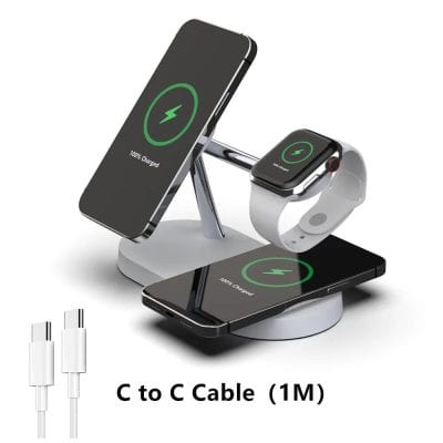 High-quality wireless charging station compatible with smartphones and smartwatches, ensuring quick and efficient charging. Perfect for Monalisa Medical store customers seeking reliable cell phone accessories.