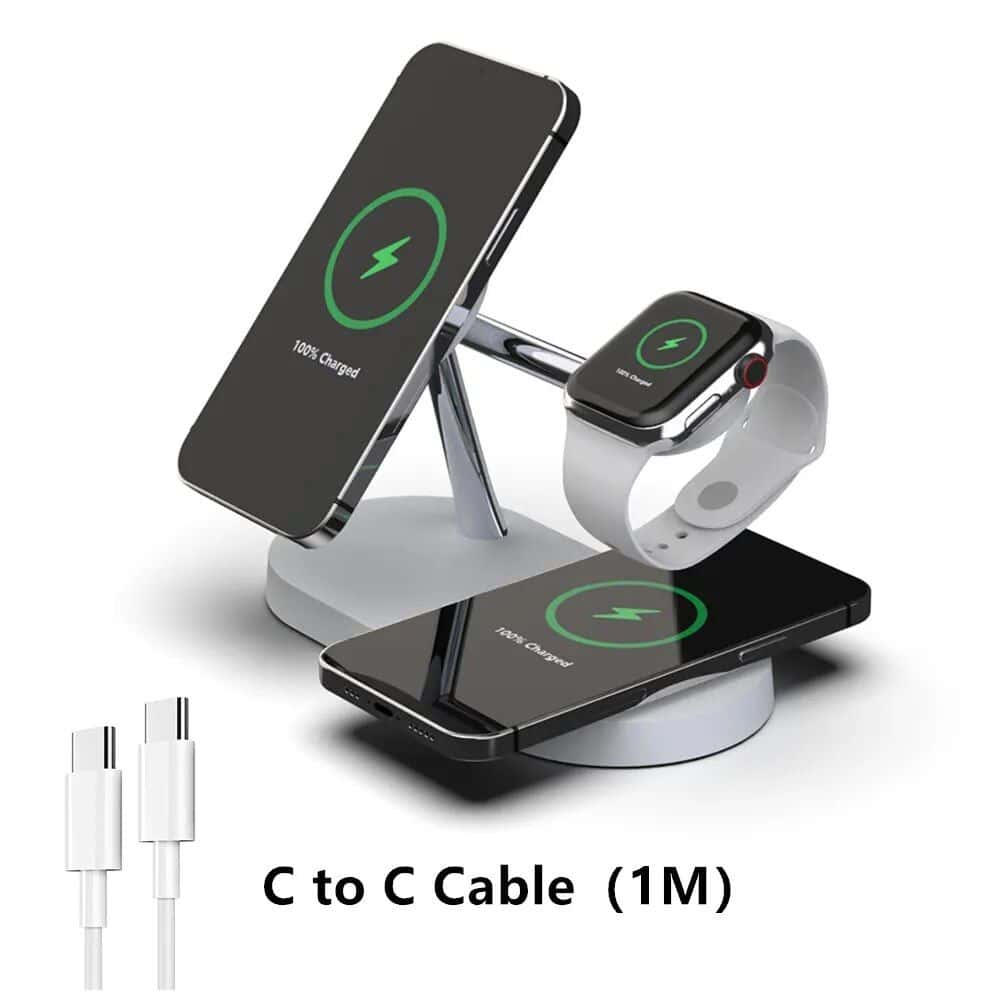 High-quality wireless charging station compatible with smartphones and smartwatches, ensuring quick and efficient charging. Perfect for Monalisa Medical store customers seeking reliable cell phone accessories.