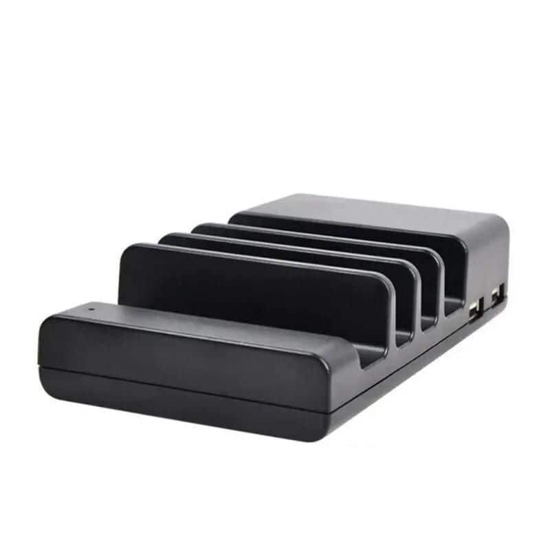 Charging dock for eyeglasses and glasses cases, compatible with various models, keeps eyewear organized and charged efficiently.
