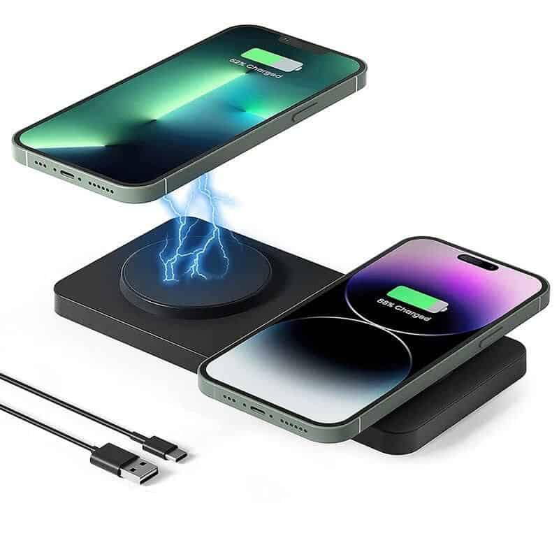 Wireless phone charger, fast charging pad for iPhone, Android devices, compatible with multiple smartphones, convenient and efficient charging solution.