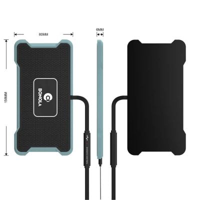 Wireless charging pad for smartphones, compatible with all Qi-enabled devices, fast charging, portable design, ideal for home and office use.