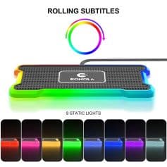 Illuminated LED phone holder with 8 static colors, perfect for desk accessories, phone stands, and tech gadgets. Bright, multi-color illumination enhances workspace decor.
