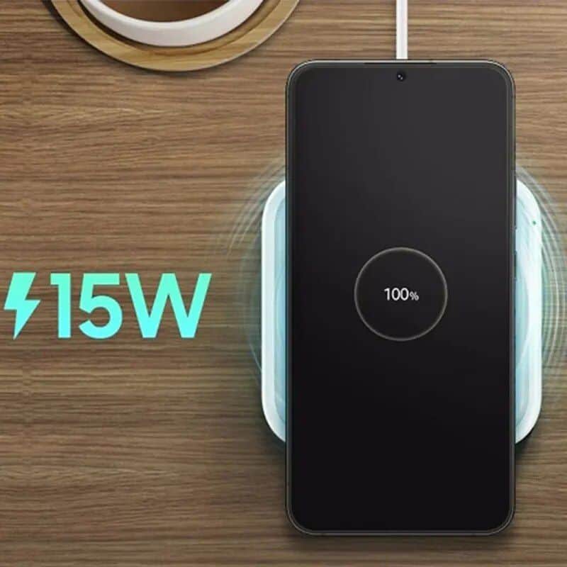 Wireless charging for smartphones with 15W fast charge, compatible with various devices, quick and efficient power transfer.
