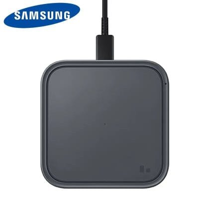 Fast wireless charging pad compatible with Samsung Galaxy smartphones, offering efficient power delivery and sleek design for convenient charging.