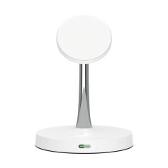 Wireless charging stand designed for smartphones and tablets, featuring modern aesthetic, high compatibility, and fast charging capabilities for enhanced convenience.