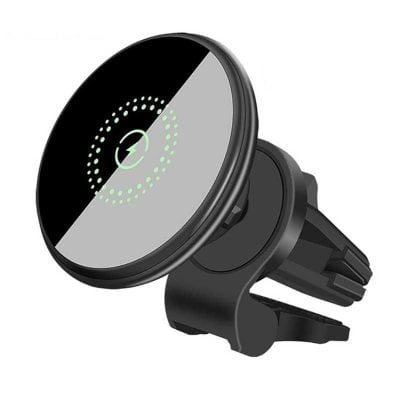 Wireless phone charger mount for cars with fast charging capabilities. Compatible with all smartphones, easy to install, and designed for safe driving. Perfect for on-the-go charging.